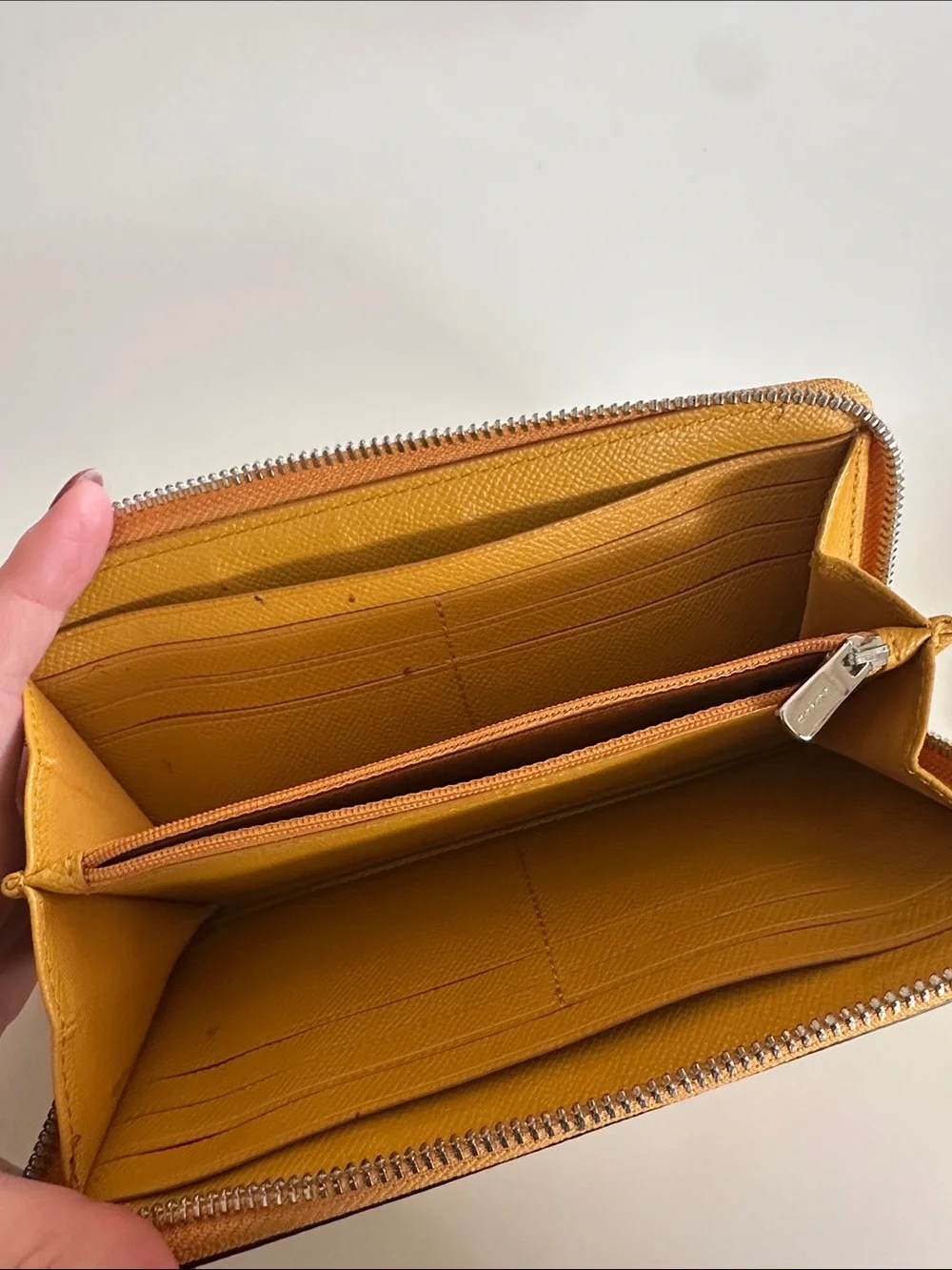 Coach Pebbled Leather Zip Wallet in Mustard - Picture 2 of 4
